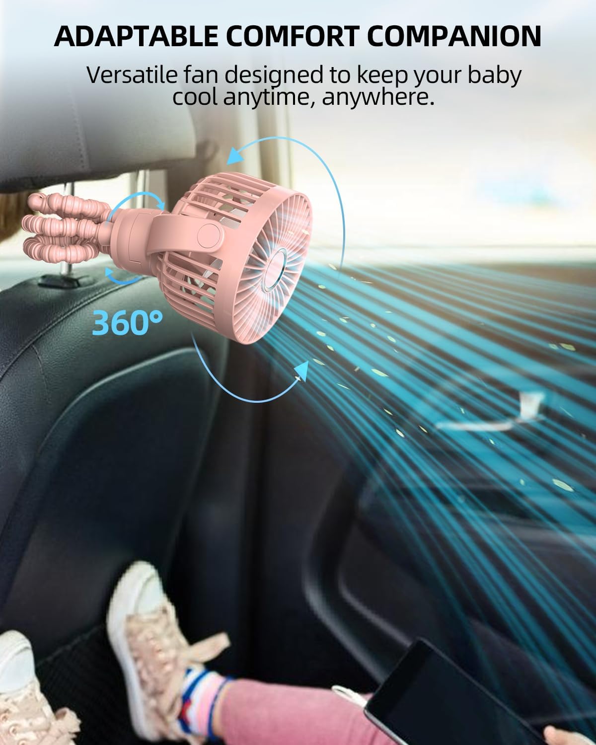 Detalle de Portable Stroller Fan with 360° Rotation