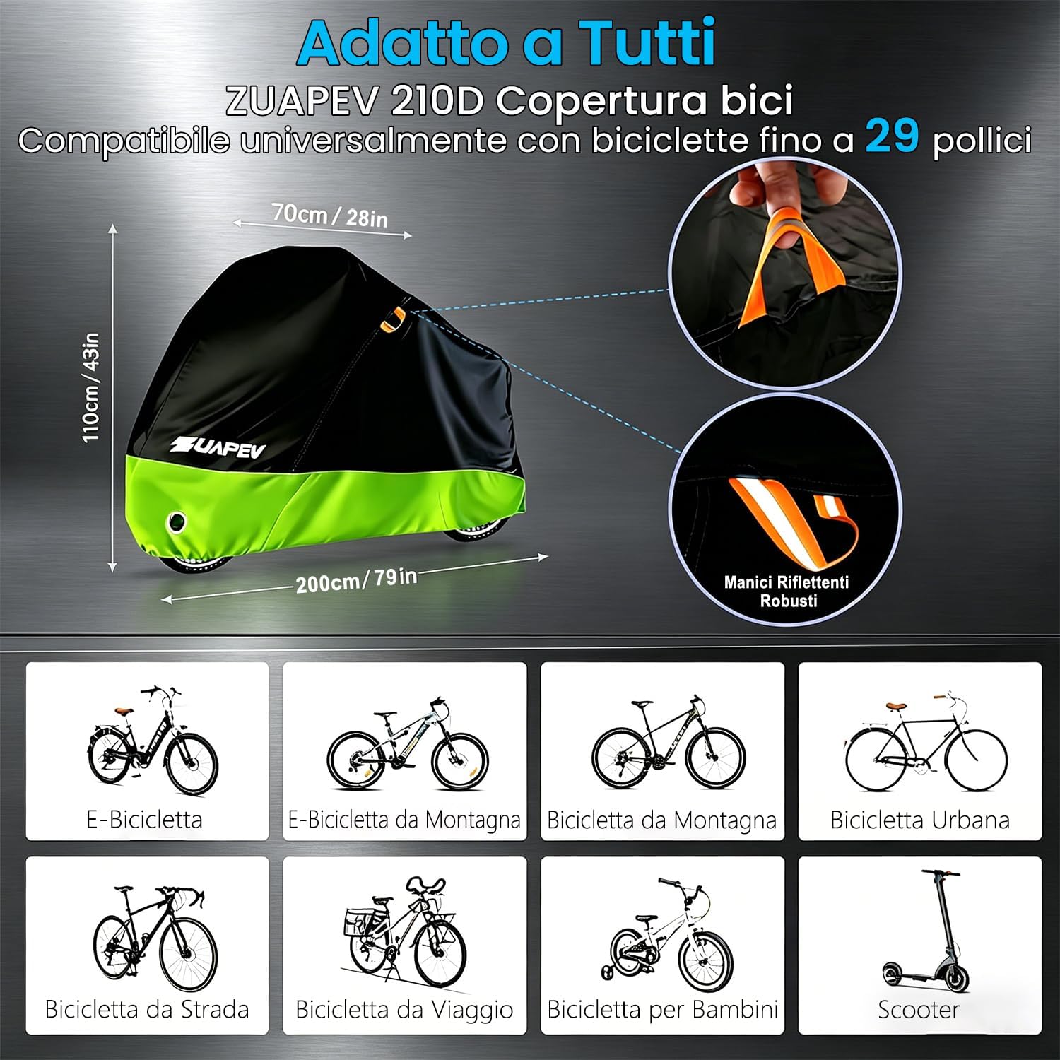 Thumbnail 1 de ZUAPEV Telo copri bicicletta 195x70x110 cm