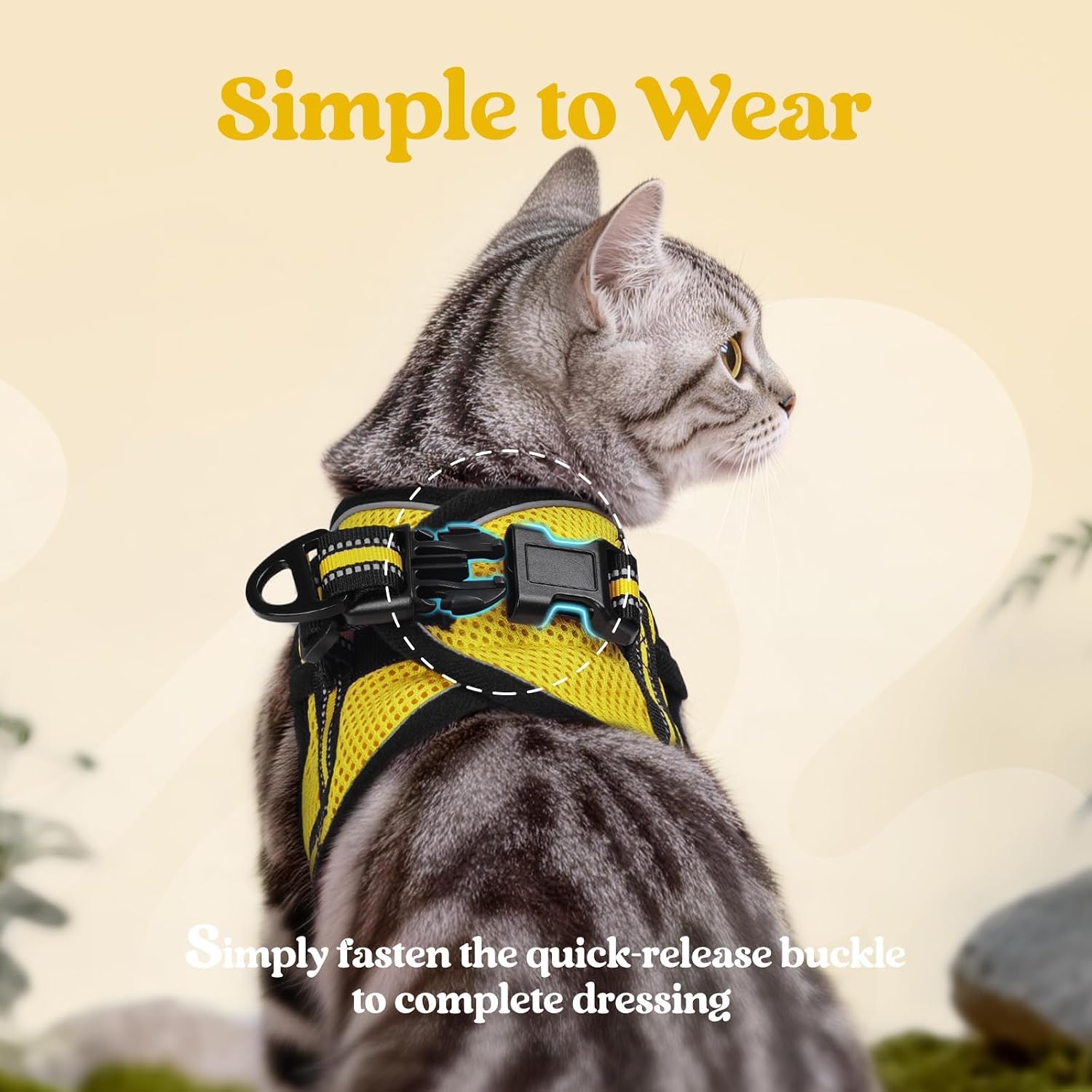 Thumbnail 3 de Rabbitgoo Cat Harness and Lead Set (Soft Step-in Vest) – Yellow, 1.5m Lead, Escape-Proof for Kittens/Tiny Cats