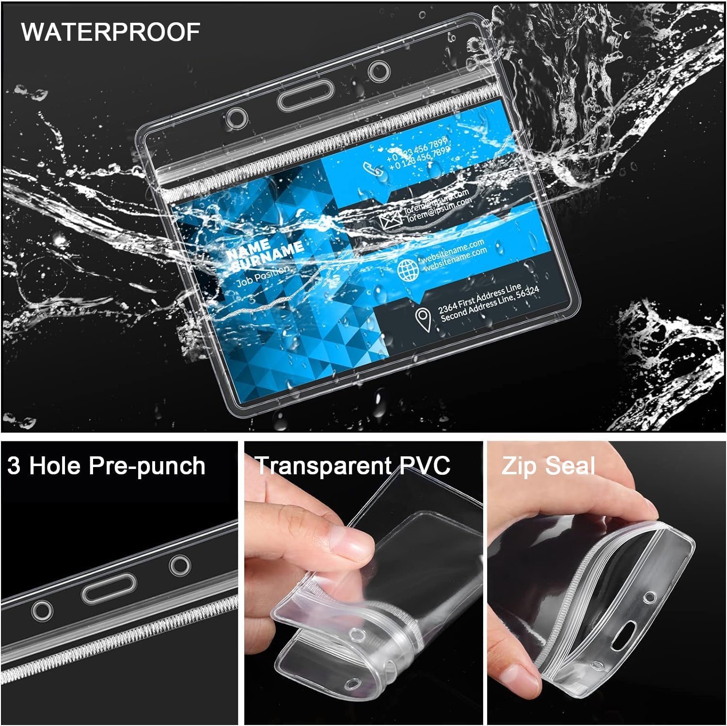 Thumbnail 4 de 50pcs Red Lanyards with Card Holders Set – Durable Nylon Lanyards and Clear PVC Badge Holders