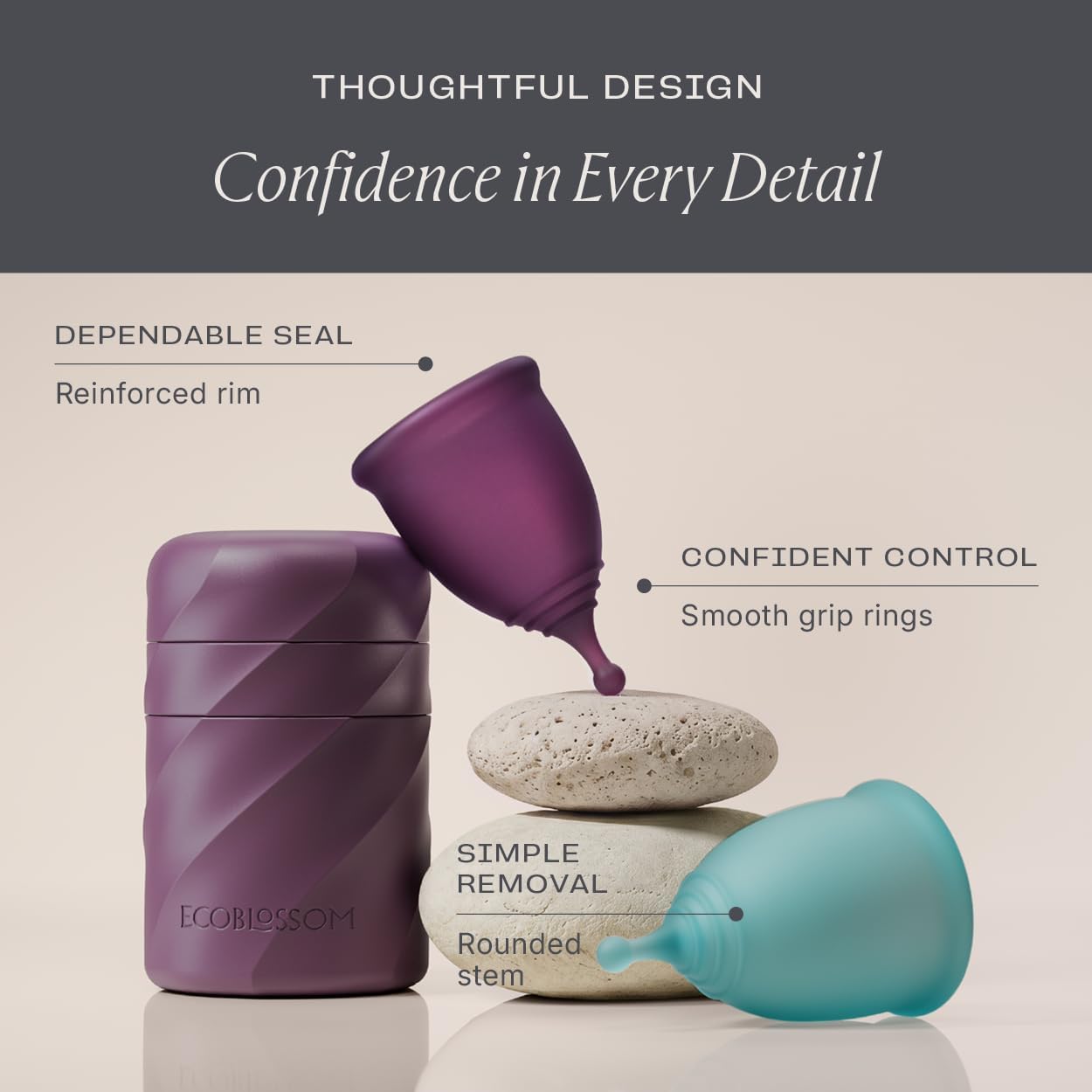 Thumbnail 2 de EcoBlossom Reusable Menstrual Cup Set – 2 Large Medical-Grade Silicone Cups
