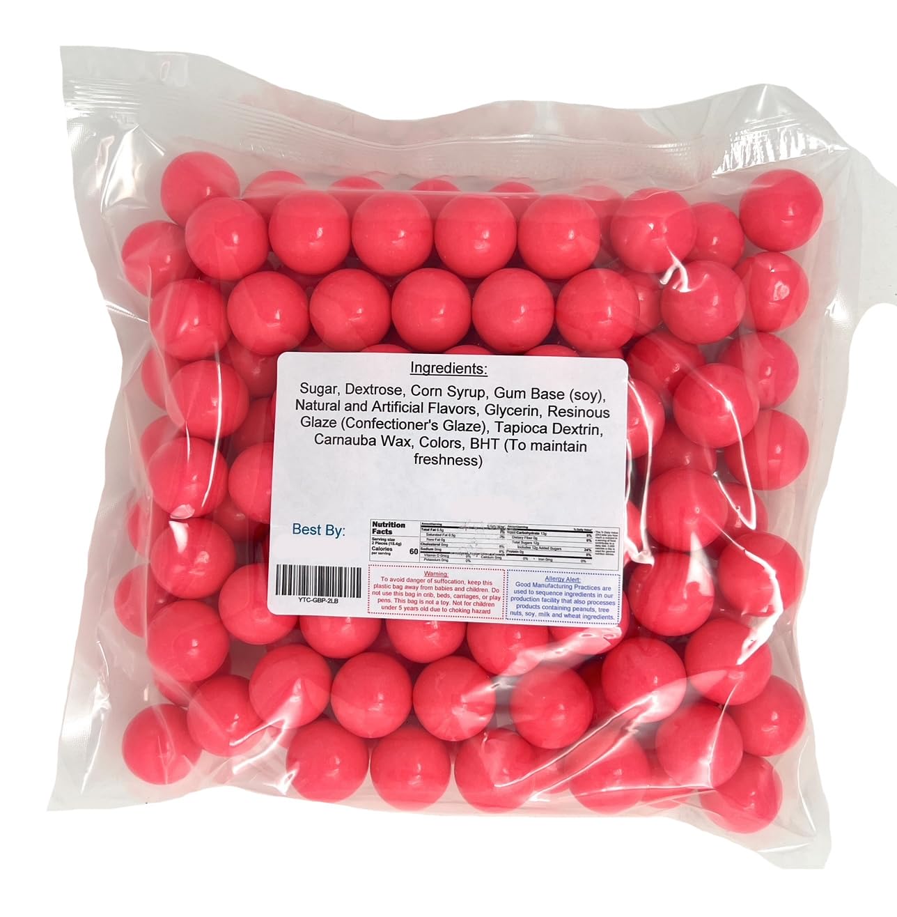 Detalle 2 de YANKEETRADERS Bright Pink 1-Inch Fruit-Flavored Gumballs, 2 Pounds
