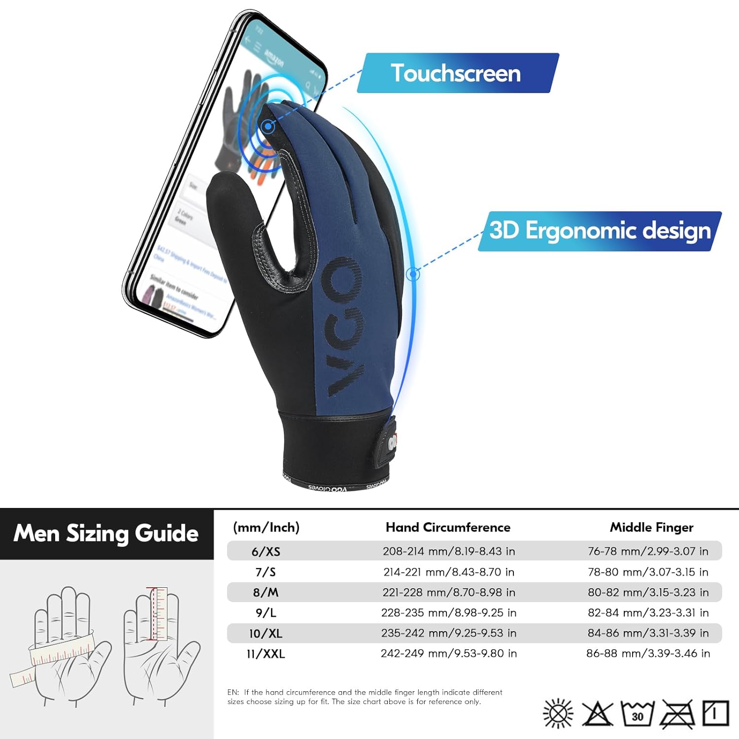 Thumbnail 5 de Guanti Lavoro Touchscreen Multifunzione Vgo… – Palmo in pelle, anti-vibrazione, compatibili touchscreen