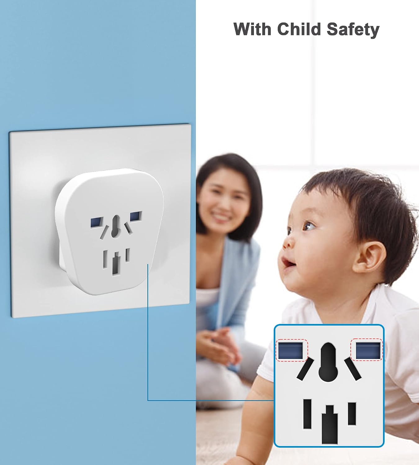 Thumbnail 3 de 2 Stück Universal-Reiseadapter für Indien – Klein-EU 4.0 mm zu Typ D (UK/CH/IT/US/AU auf Typ D), 2500W, Weiß