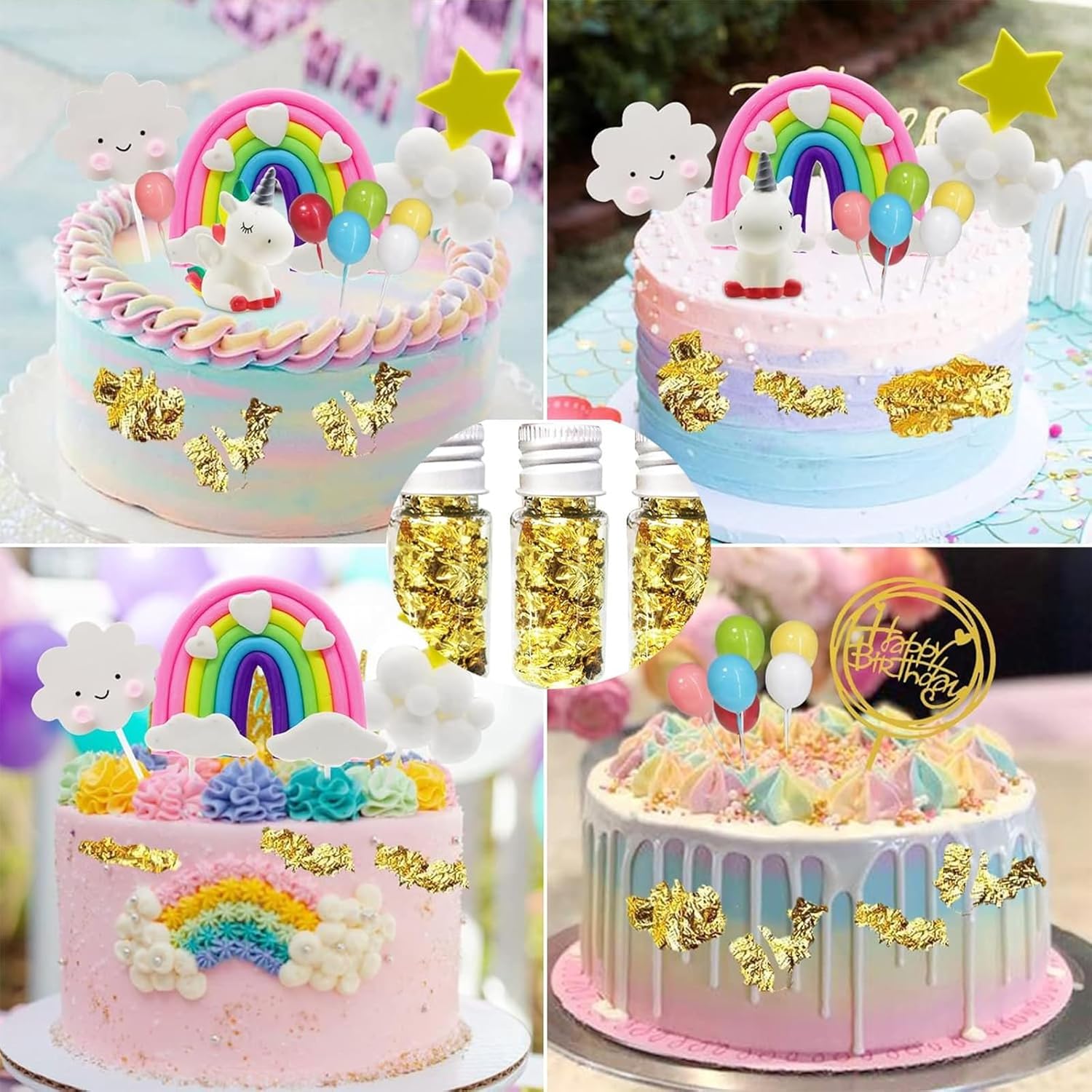 Thumbnail 6 de 3 Flaschen Kuchen-Dekor Blattgold – Blattgoldflocken, Goldfolie für Kuchen, Backen und Kunsthandwerk