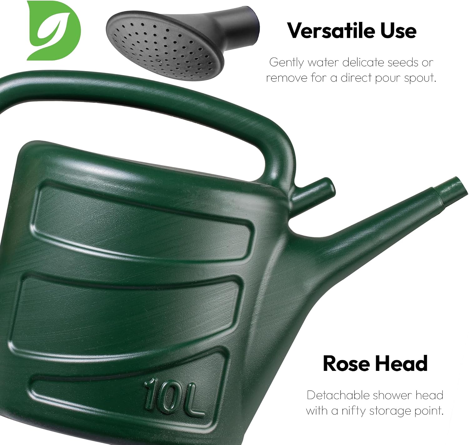 Detalle 2 de Hardys 10L Green Rose Watering Can – Durable Indoor & Outdoor Watering