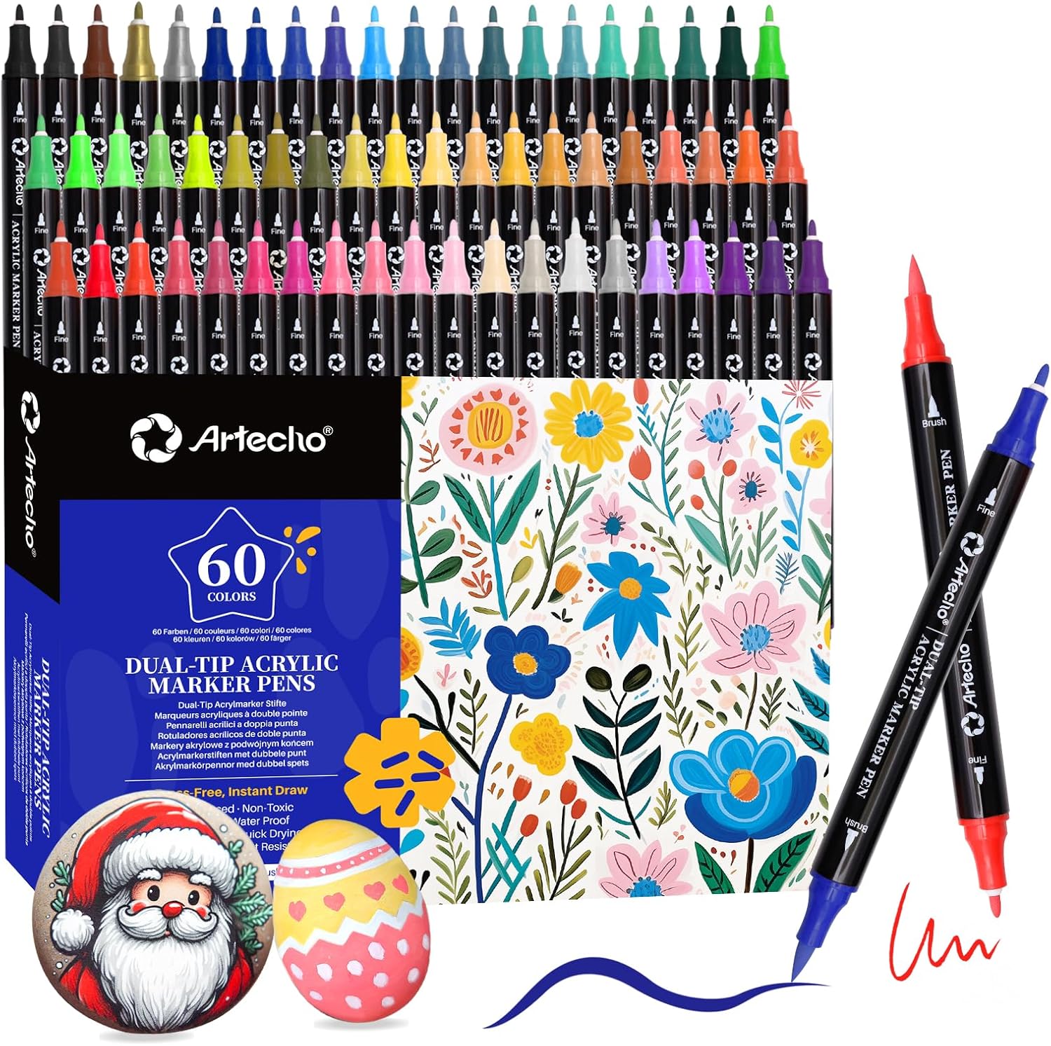 Artecho Acrylic Paint Pens 60 Colours — dual tip 🎨