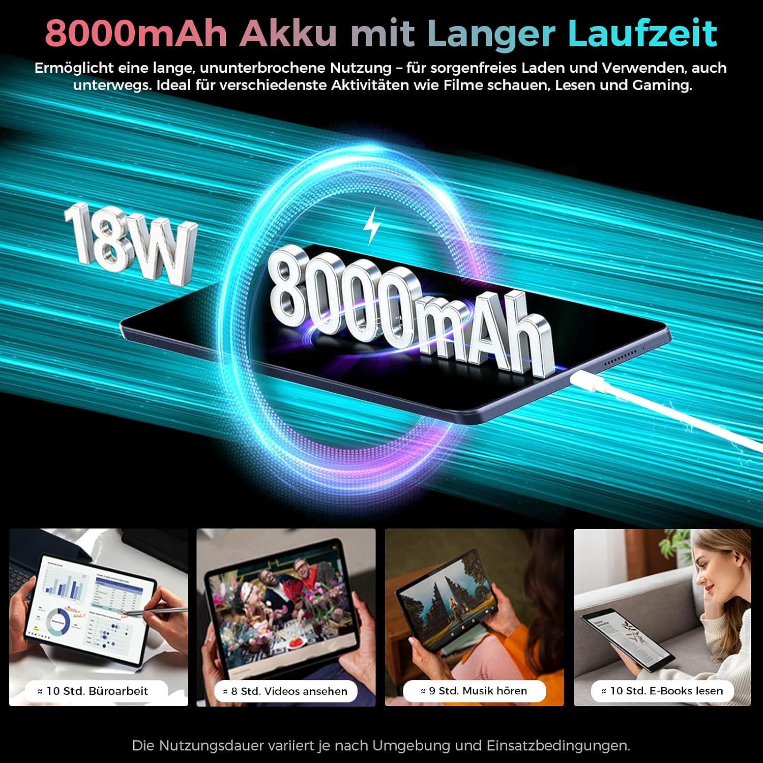 Detalle 2 de RebotAi 2026 Tablet 11 Zoll – Android 16, Octa‑Core, 32GB RAM + 128GB ROM + 1TB TF, 8000mAh, 90 Hz Display