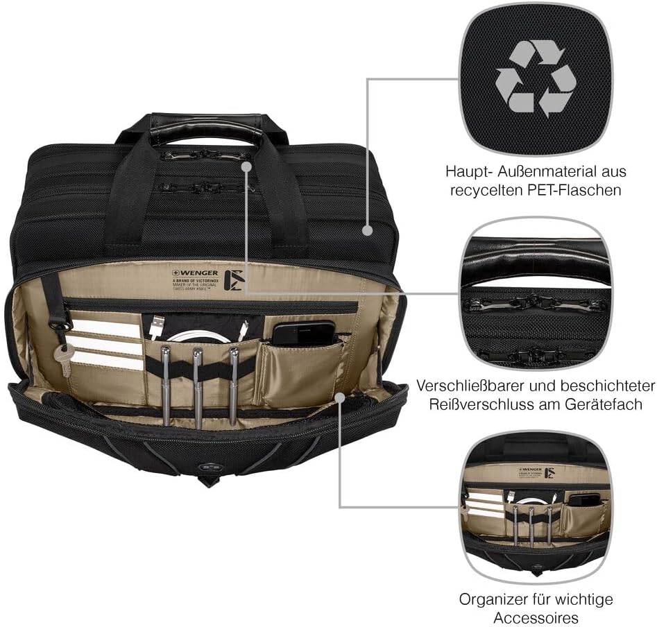 Thumbnail 4 de WENGER Legacy Laptop-Tasche für Notebook & Tablet – Organizer, rPET Polyester, schwarz/grau