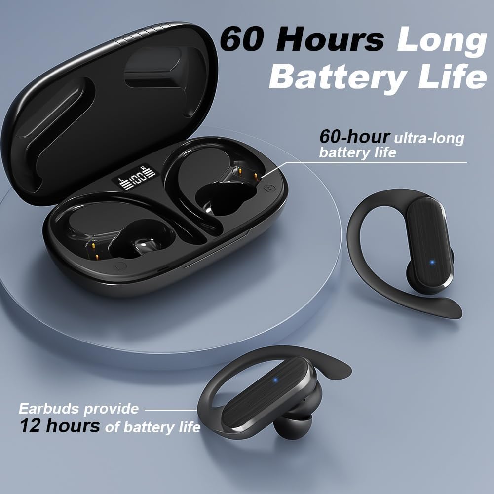 Thumbnail 1 de Caijin Cuffie Bluetooth 5.3 Sport A520 con display LED e ricarica rapida USB-C (fino a 60 ore)