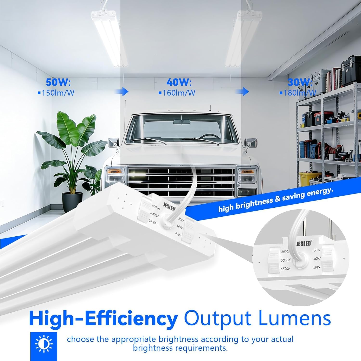 Detalle 2 de JESLED SW2570A1120AA1 4 ft LED Shop Light, Adjustable, 4-Pack