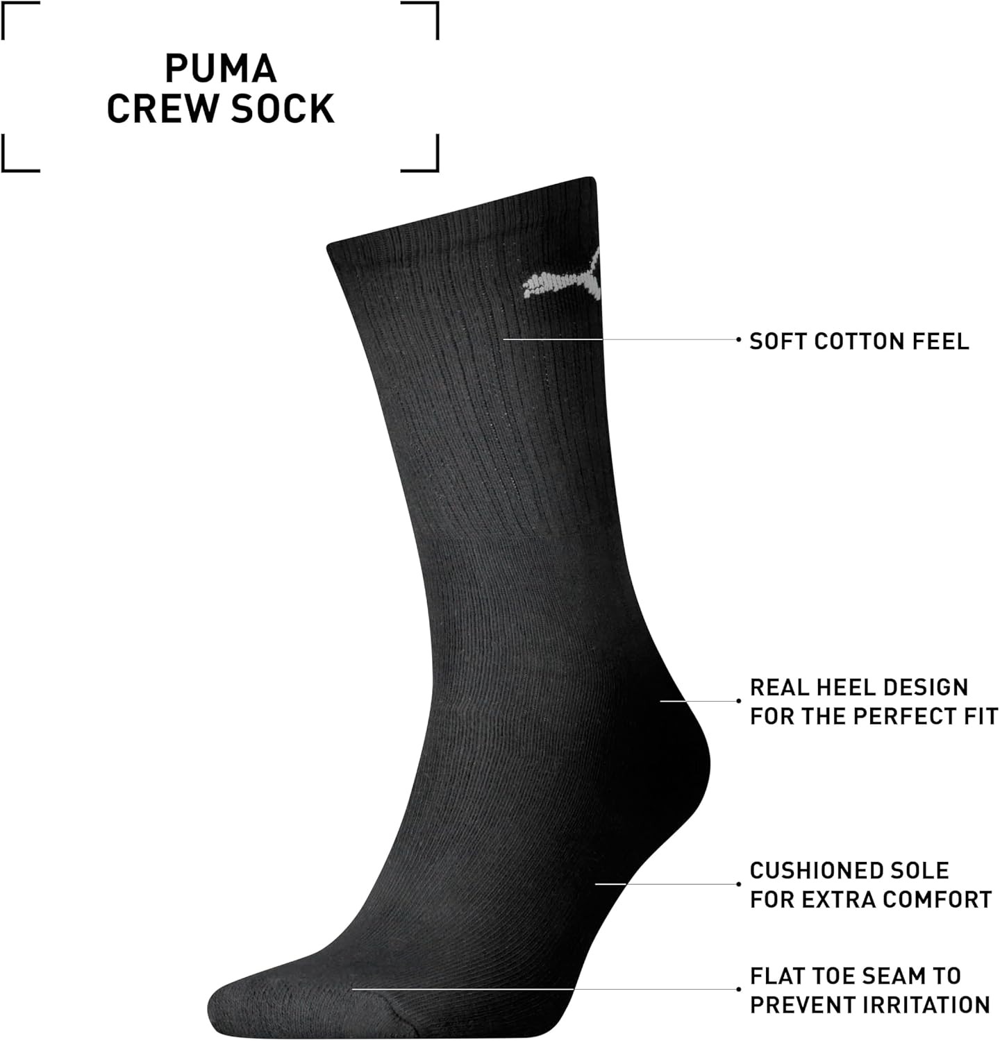 Detalle 2 de PUMA Unisex Crew Socken (5er Pack) – Komfortabler Allrounder