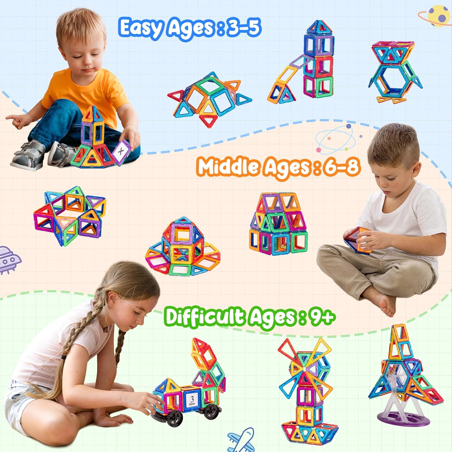 Thumbnail 1 de aaczly Blocs de construction magnétiques 122 pièces (3D) – jouet éducatif pour enfants dès 3 ans