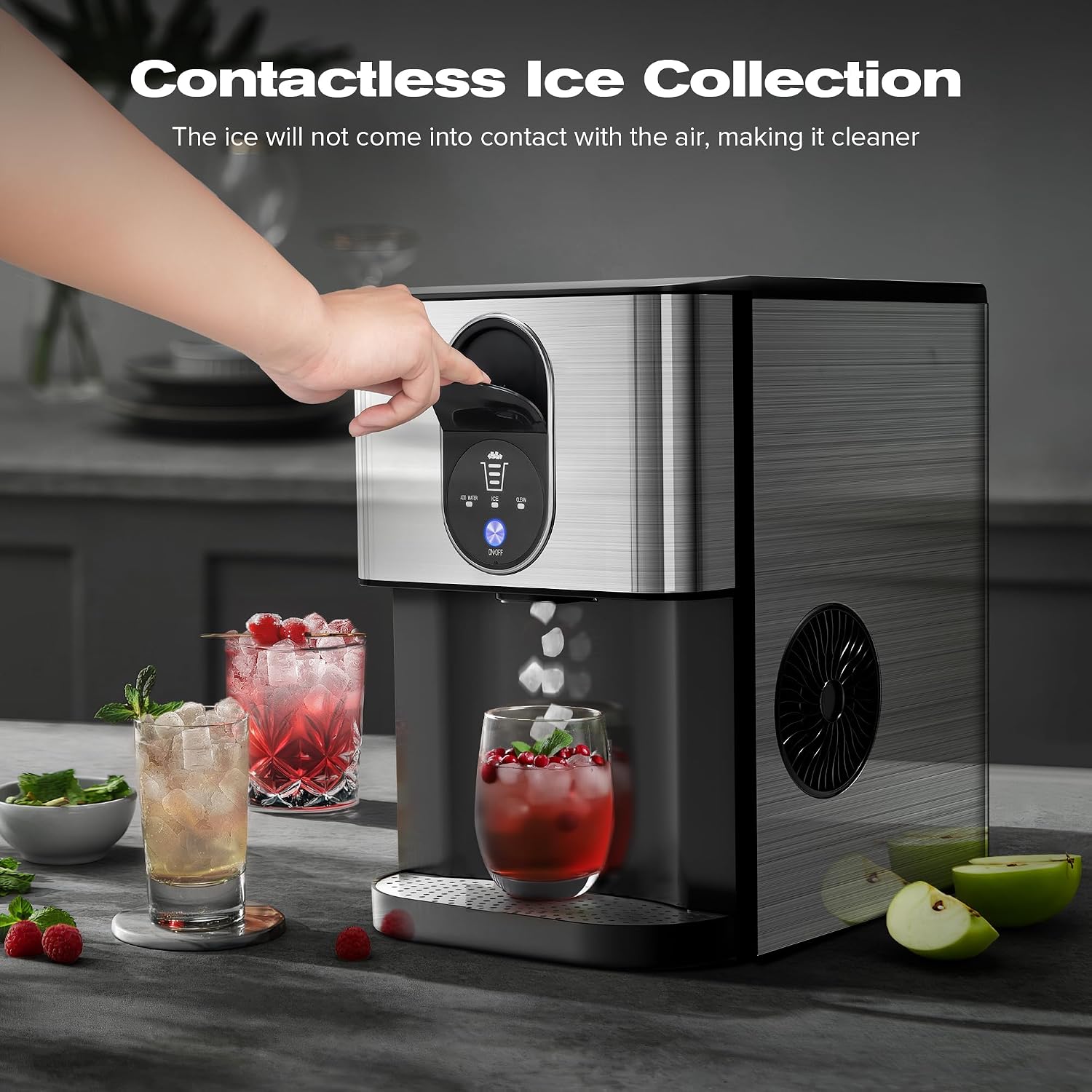 Detalle de Kismile HZB-20DN Nugget Ice Maker, 44 lb/24h, Self-Cleaning, Silver