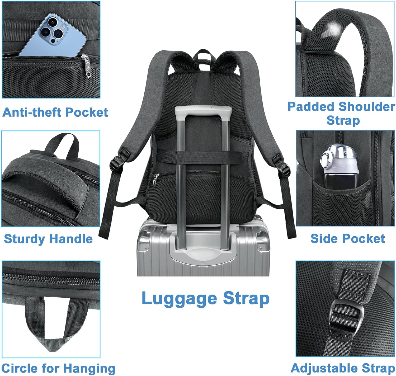 Thumbnail 5 de MATEIN Mochila portátil 17 pulgadas con compartimento térmico y puerto USB (TSA) – Negro