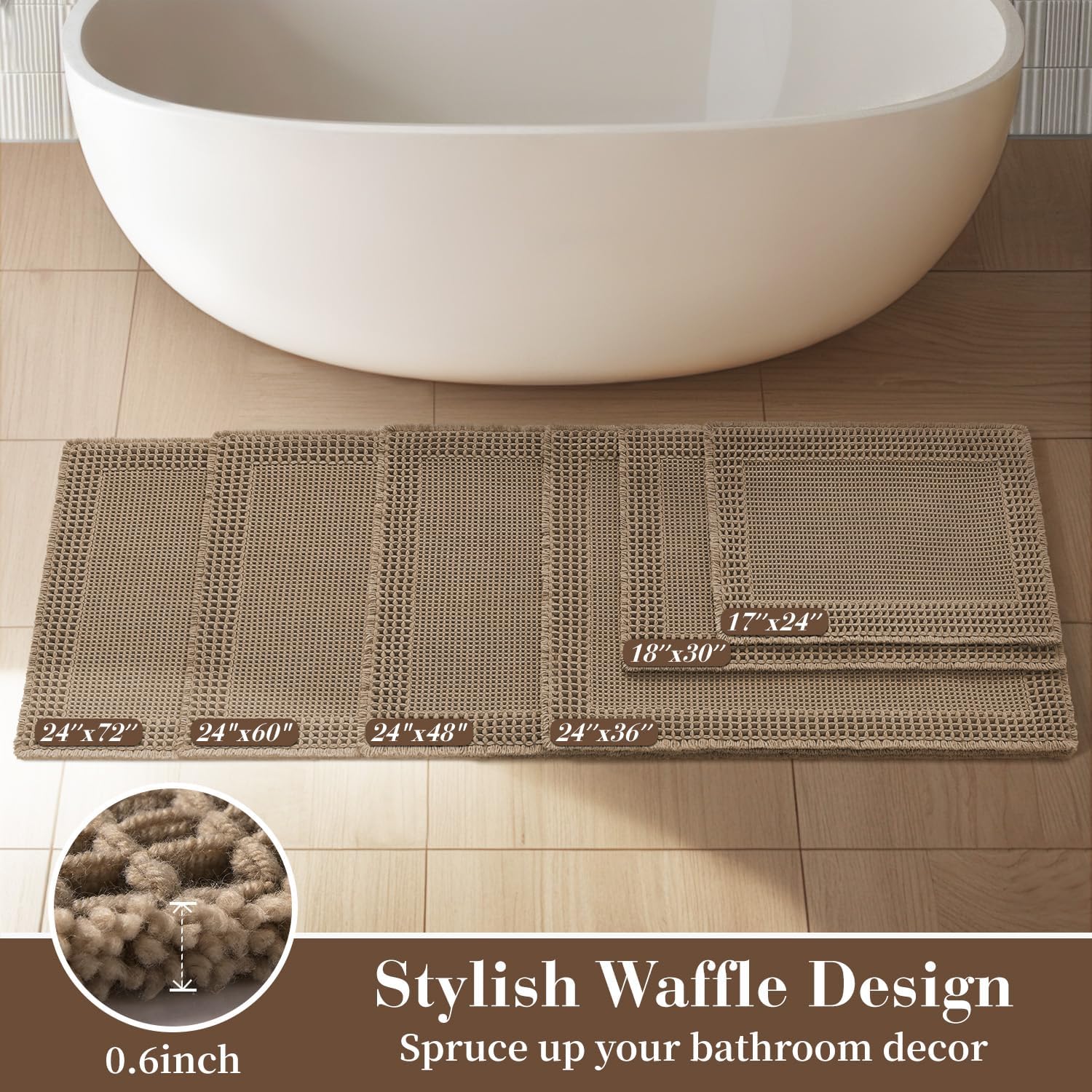 Thumbnail 4 de RESARE Waffle Bath Rug 24"x72" ⚙