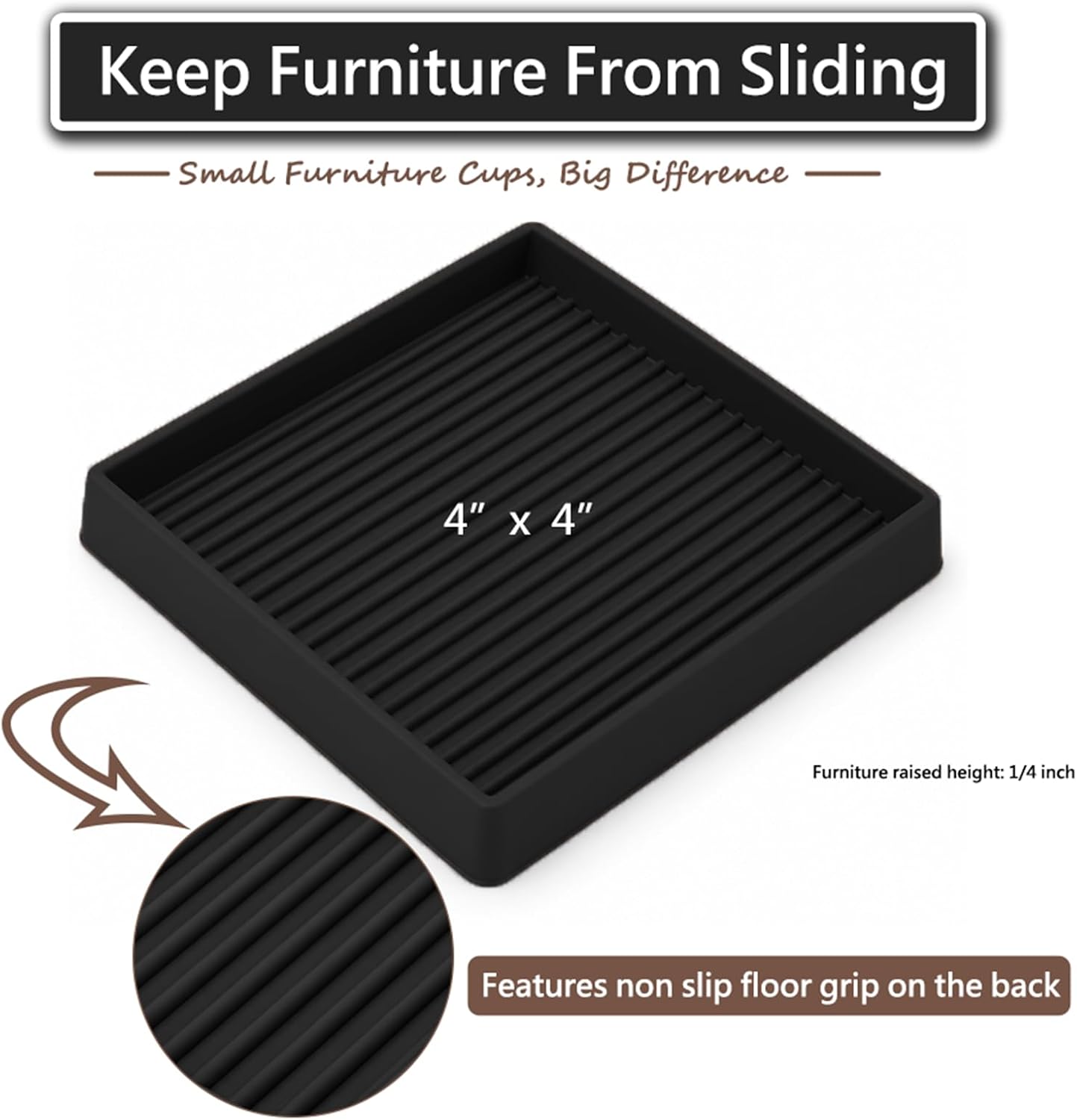 Thumbnail 6 de Jayen 4x4 Rubber Furniture Caster Cups, Non-Slip Floor Protectors