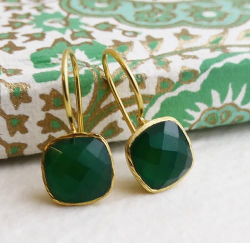 Thumbnail 7 de Grüne Onyx Ohrringe Gold Vergoldet 925 Silber von Sophia Rose Jewellery – handgefertigt