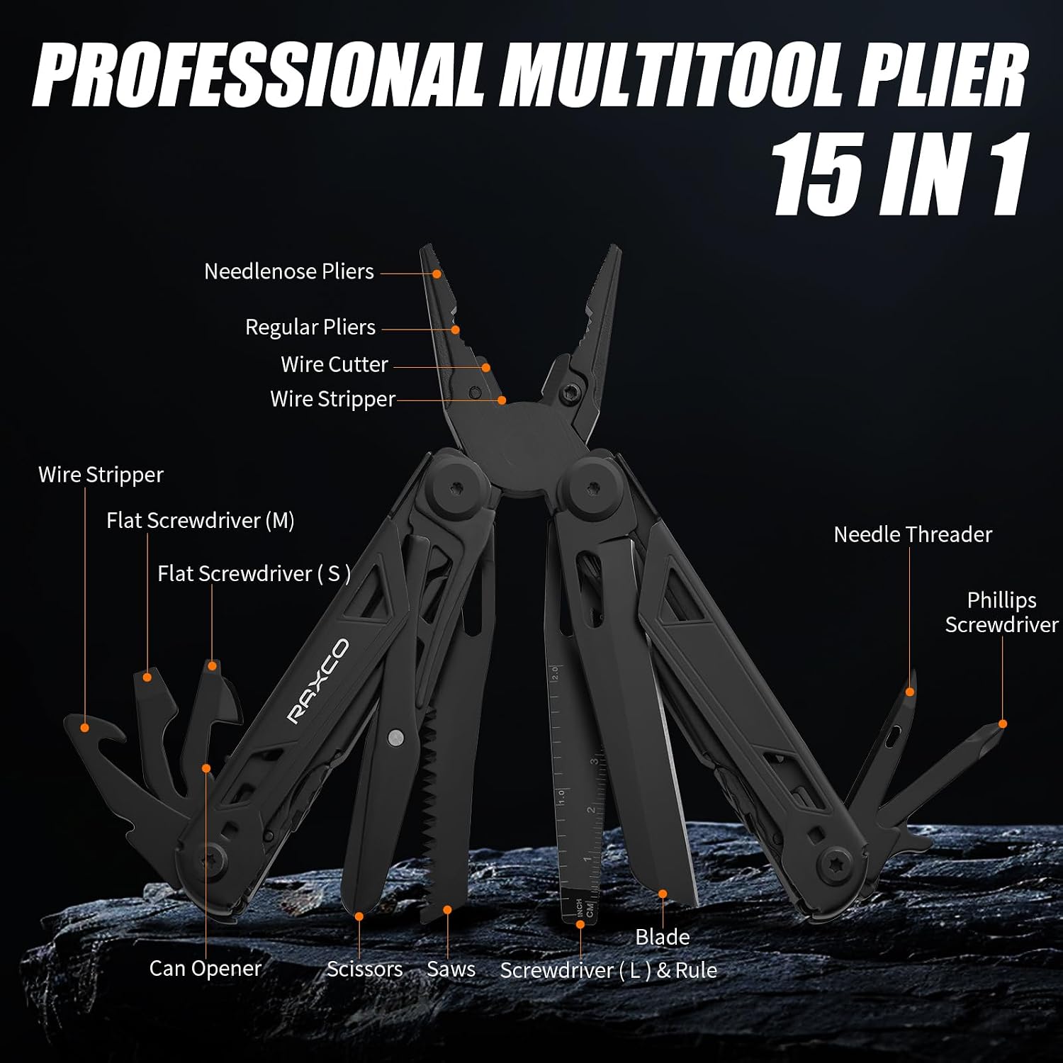 Thumbnail 1 de RAXCO 15 en 1 Outil Multifonction — Mini pince multifonction inox 660, cadeau Homme