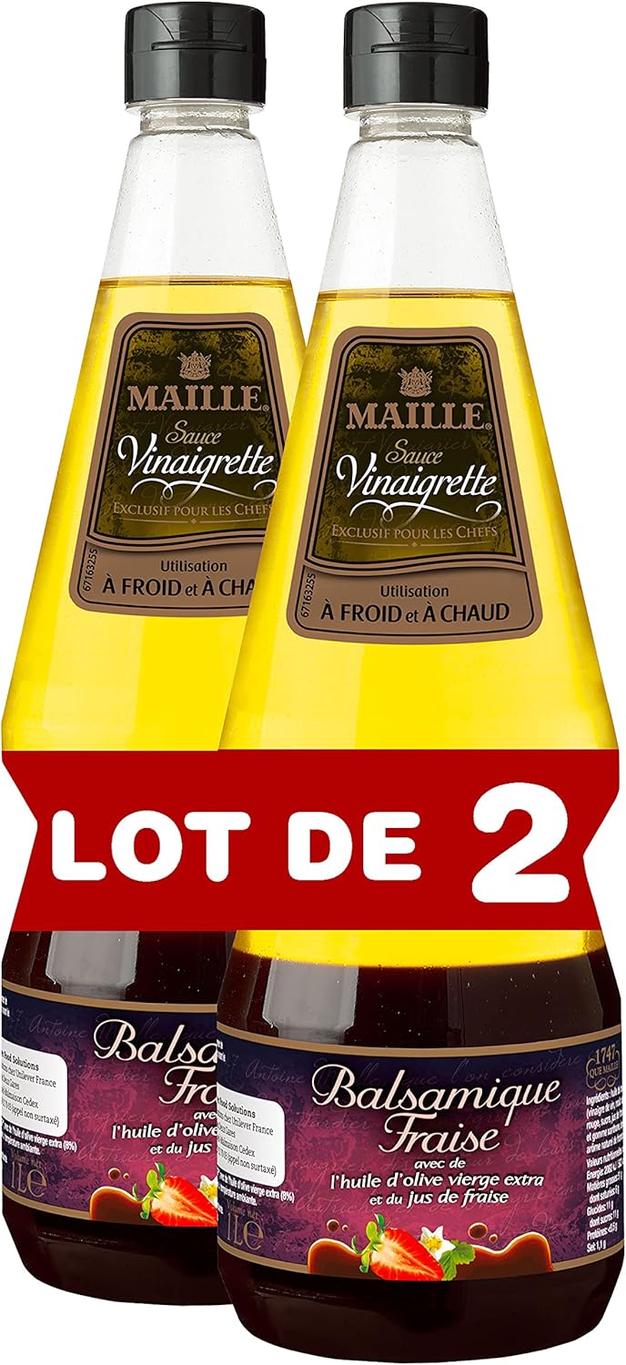 Maille Sauce Vinaigrette Balsamique-Fraise, 1 L – Lot de 2 (Sans arôme artificiel)