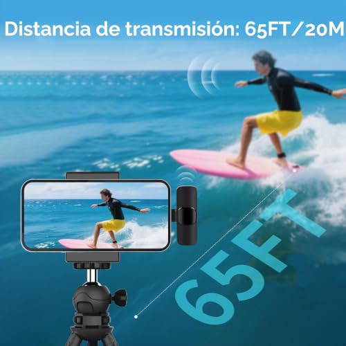 Thumbnail 6 de Uewpv Micrófono inalámbrico 2 unidades para iPhone, iPad y Android | Clip‑on con cancelación de ruido
