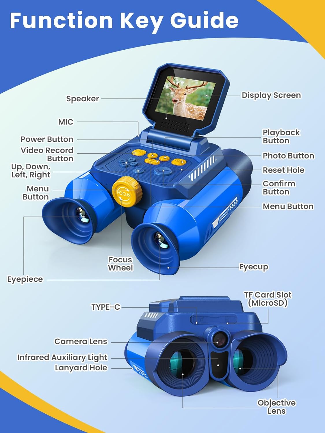 Detalle de Acoath Kids Binoculars with Night Vision Camera and 10X Zoom: A Mix of Exploration and Learning