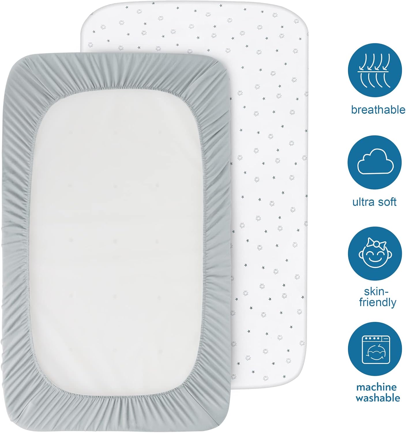 Detalle 2 de Next to Me Crib Sheets Fitted 83x50cm, 2-pack baby sheets