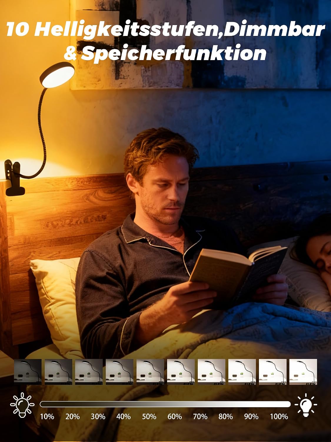 Detalle de Lampe de Bureau à Pince ReinHoo 72 LED RGB – 10 teintes + 10 niveaux, USB