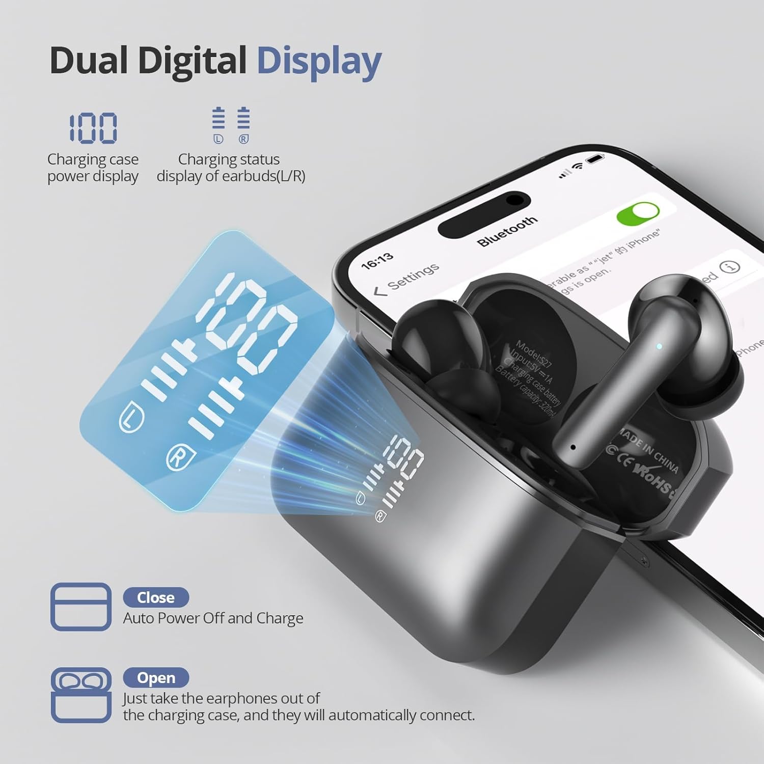 Thumbnail 2 de YOHOTA Wireless Earbuds: Bluetooth 5.4 In-Ear Headphones with ANC, 48H Playtime and IP7 Waterproof