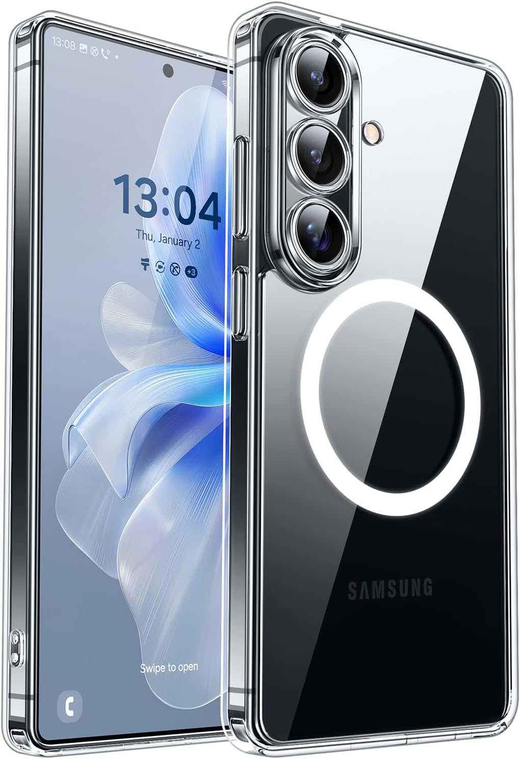 Detalle de CANSHN Cover Magnetica Trasparente per Samsung Galaxy S26 (6.3”) con Airbag, compatibile MagSafe