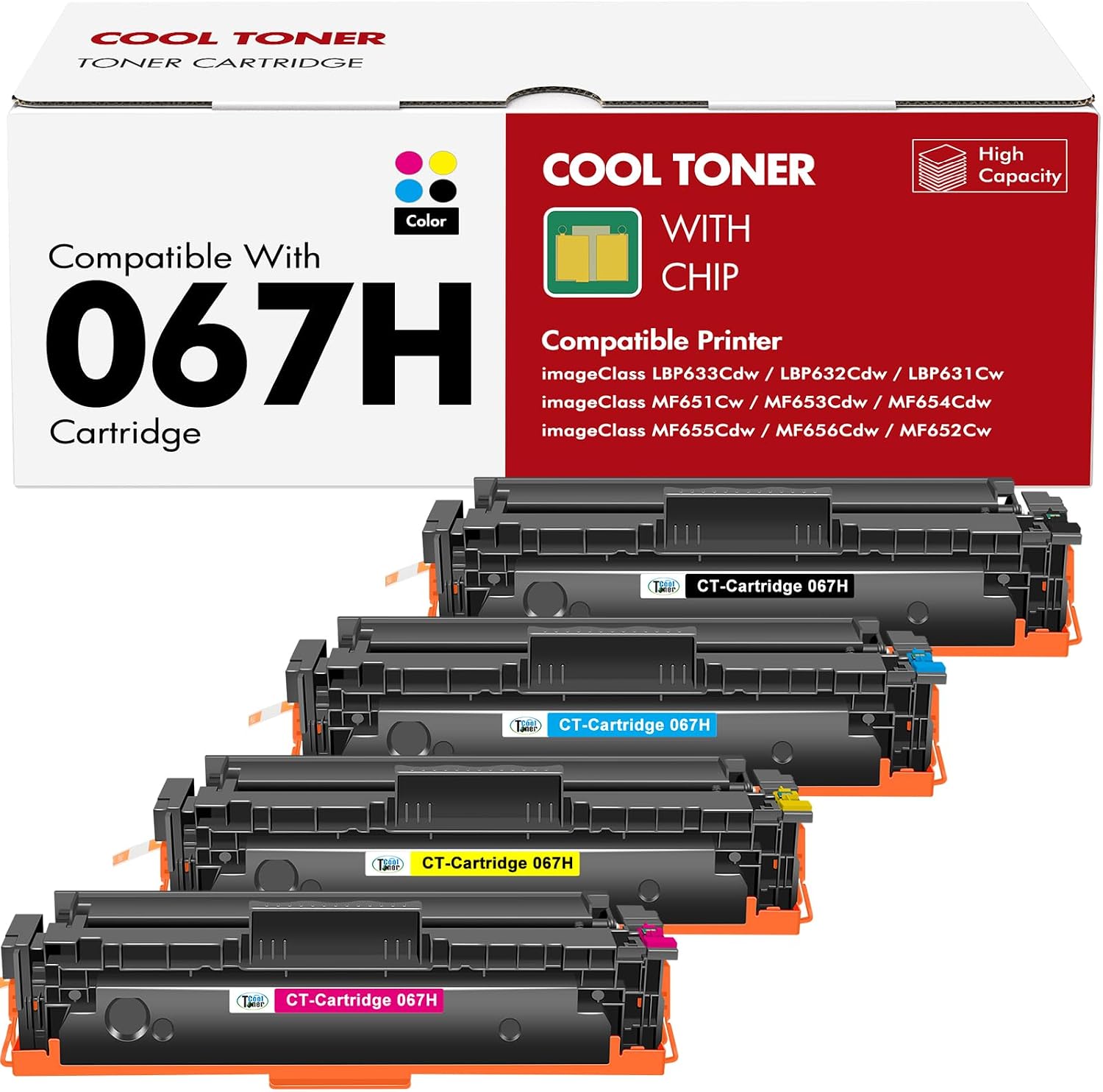 Detalle de Cool Toner 067H 067 High-Yield Toner Cartridge Set, 4-Pack for Canon