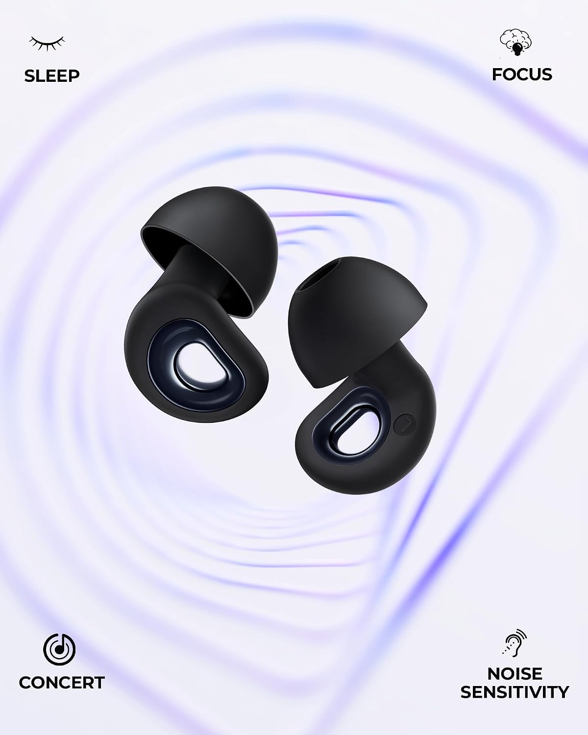 Detalle de 55dB Noise Reduction Ear Plugs for Sleeping — Reusable Silicone, 7 Tip Set