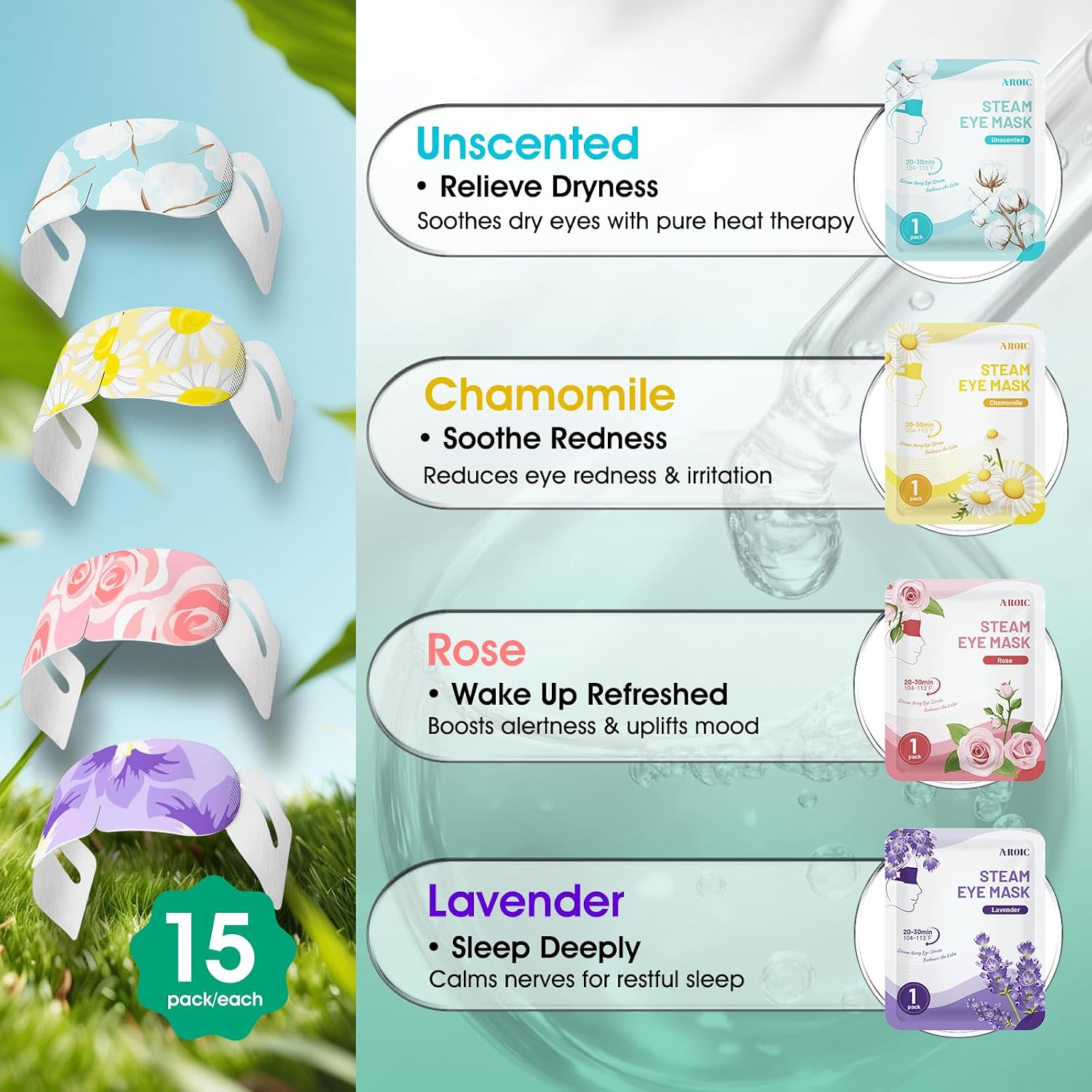 Thumbnail 2 de AROIC 60-Pack Steam Eye Masks