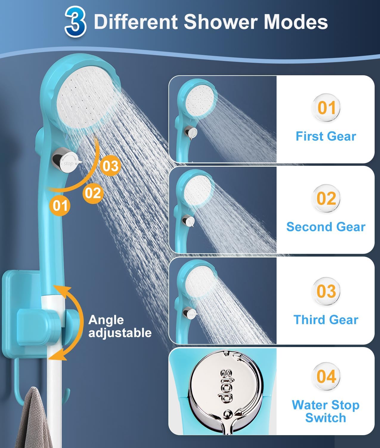 Thumbnail 5 de WADEO Portable Camping Shower with 6000mAh Battery – Intelligent Digital Display & 3 Modes