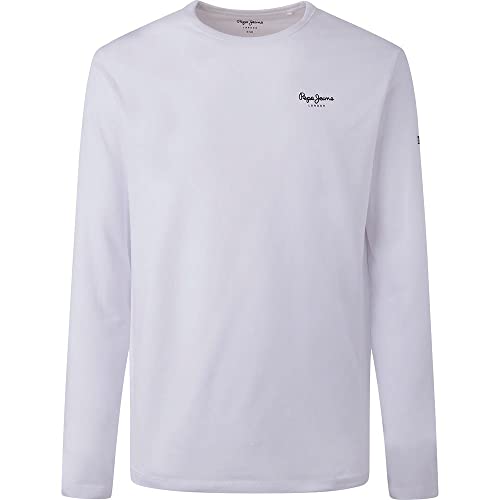Detalle de Pepe Jeans Original Basic 2 Long N Camiseta de algodón de manga larga slim para hombre, blanco (White) – XS