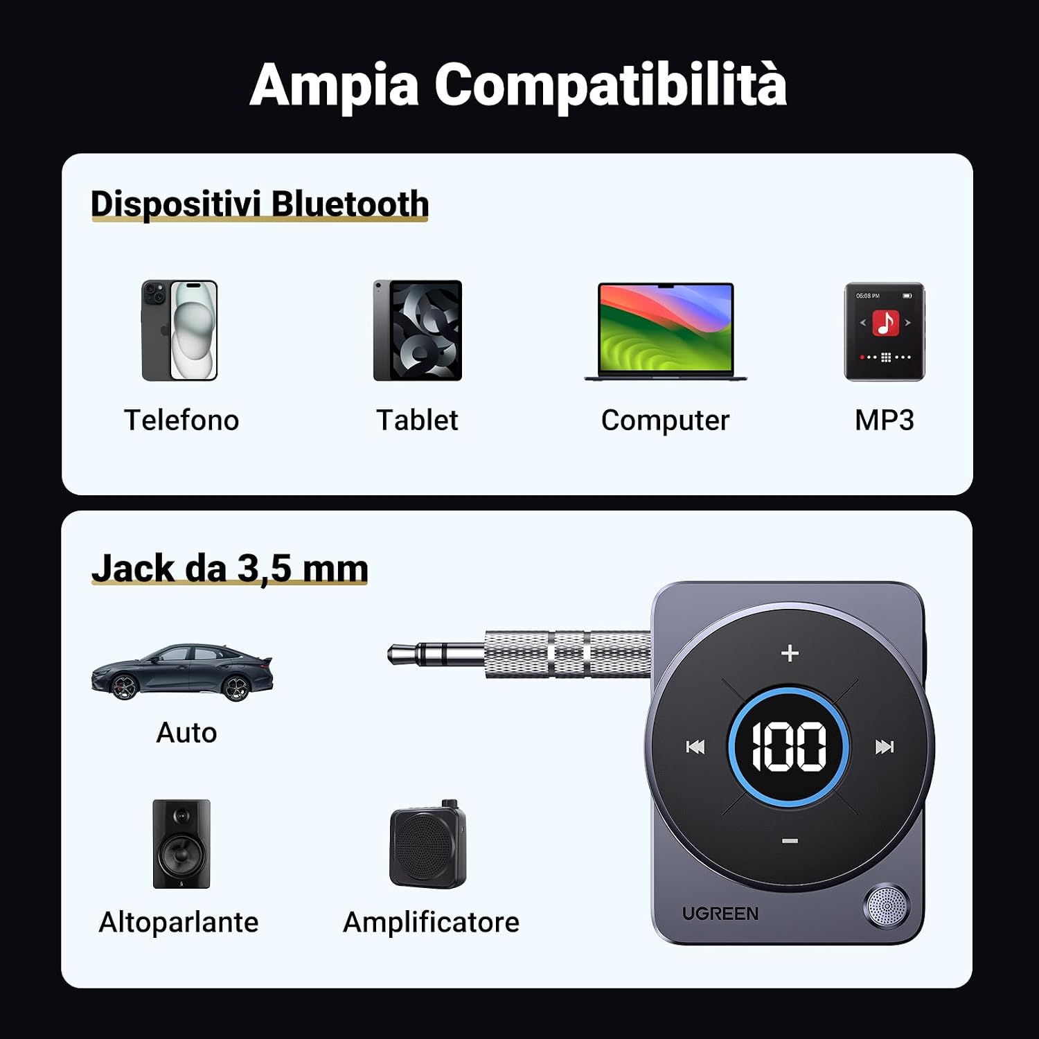 Thumbnail 4 de UGREEN Ricevitore Bluetooth 5.4 Auto