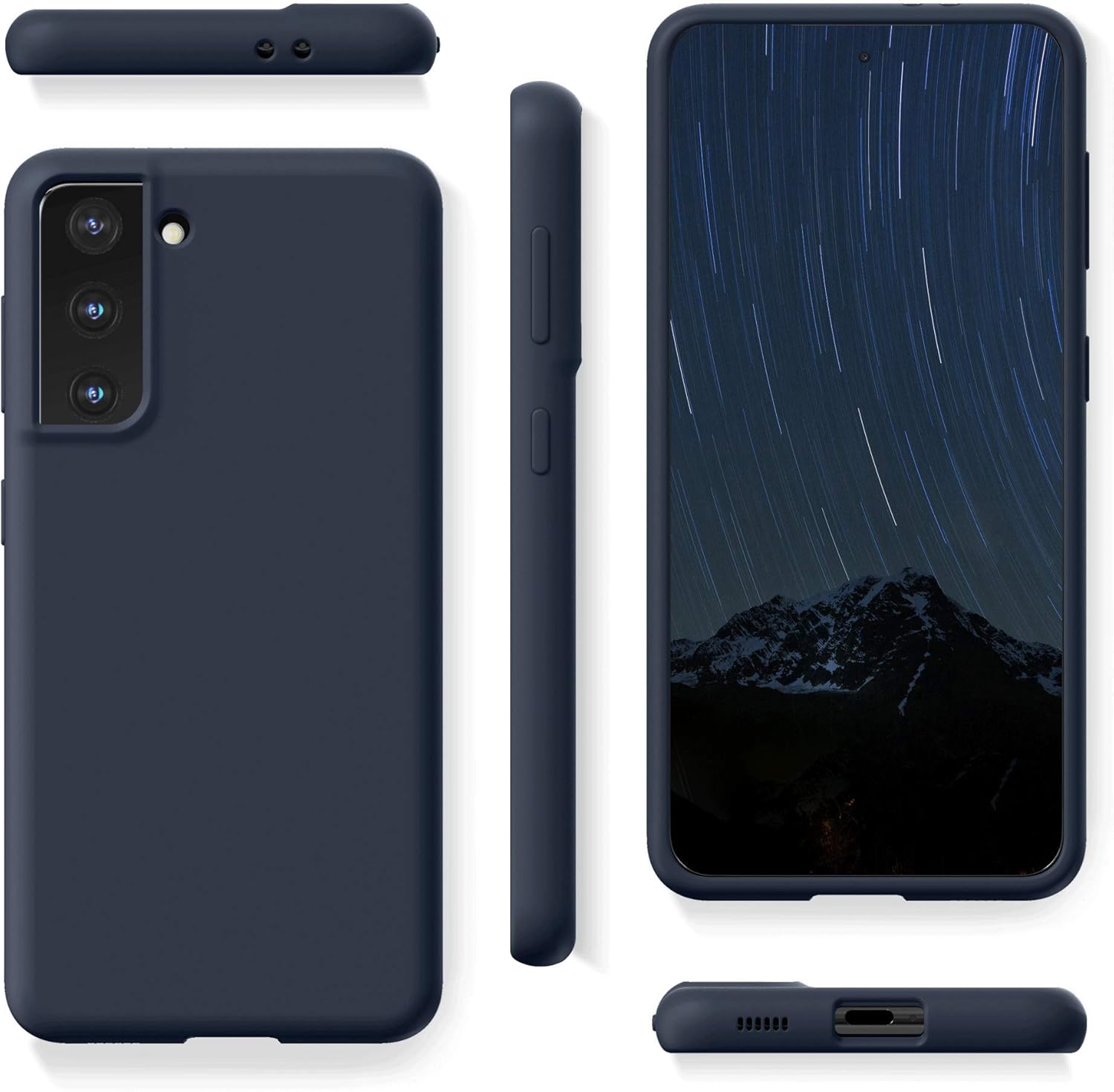 Detalle de SURPHY Liquid Silicone Case for Samsung Galaxy S21+ Plus 6.7" (Midnight Blue) – Full Body Protection