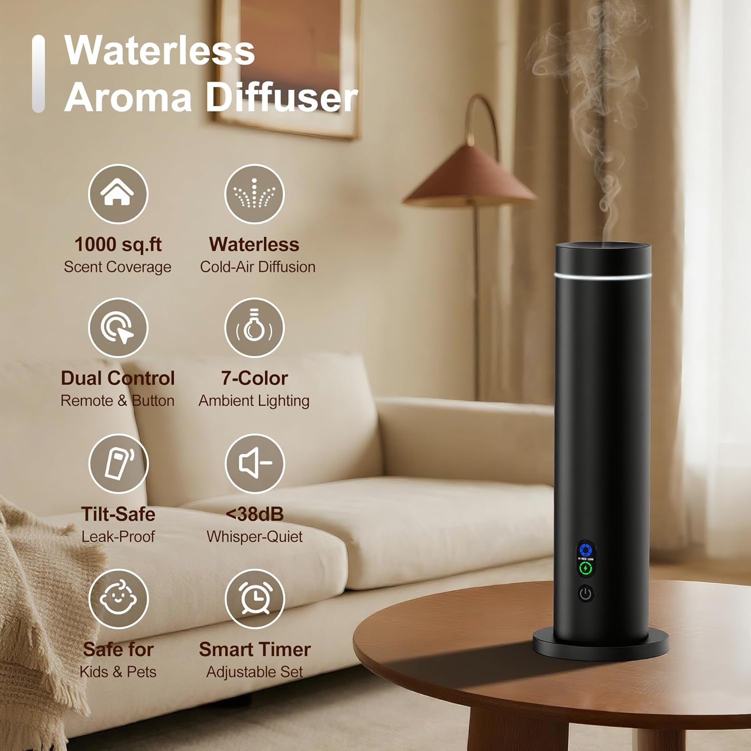 Thumbnail 1 de Maromalife Waterless Diffuser: 1000 Sq. Ft Coverage, Plug-In Essential Oil Diffuser with Remote and Mood Lights
