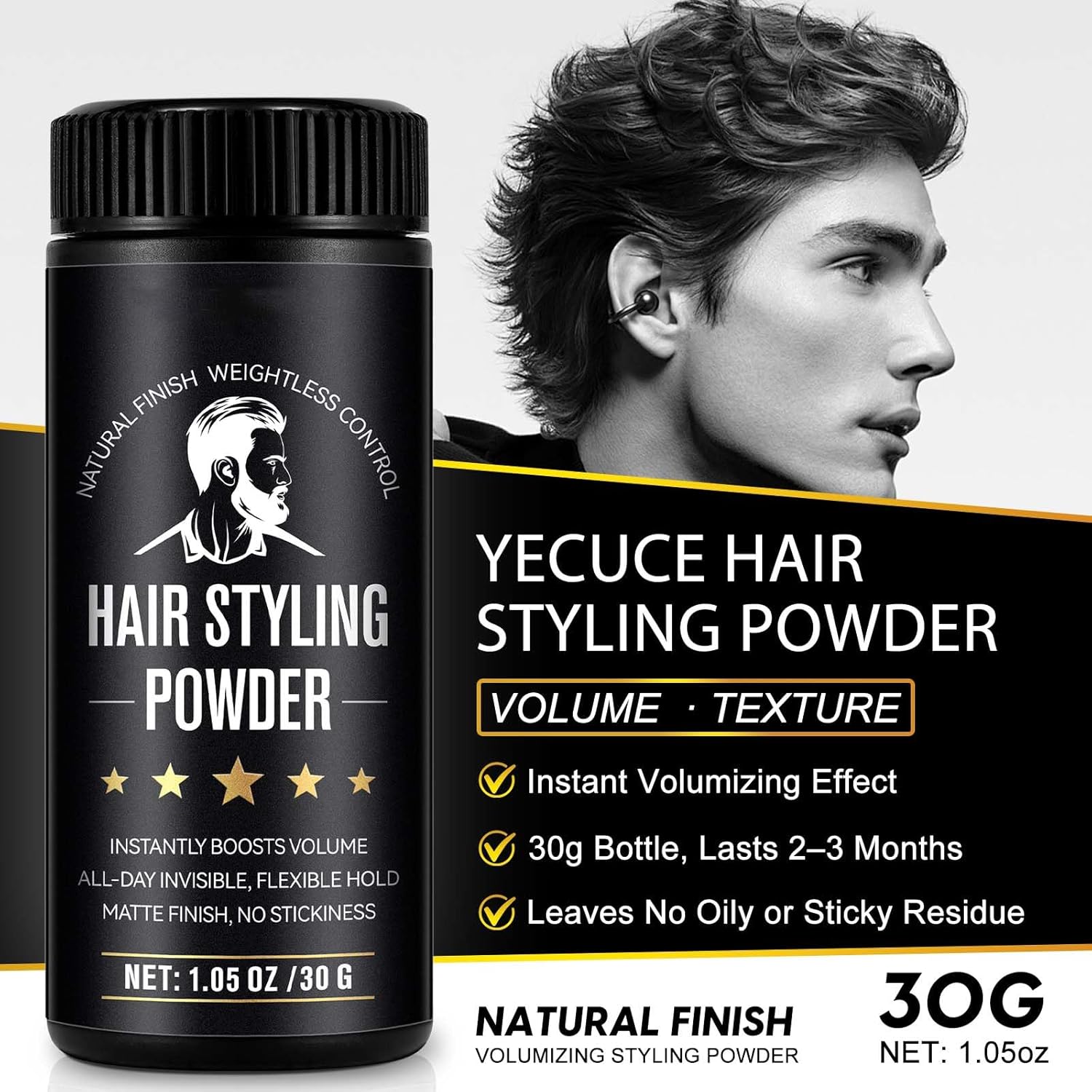 Thumbnail 5 de Volumen Puder Haare 30 g – Haarpuder für Männer mit starkem Halt & mattem Effekt (24-Stunden Halt, fettfrei)