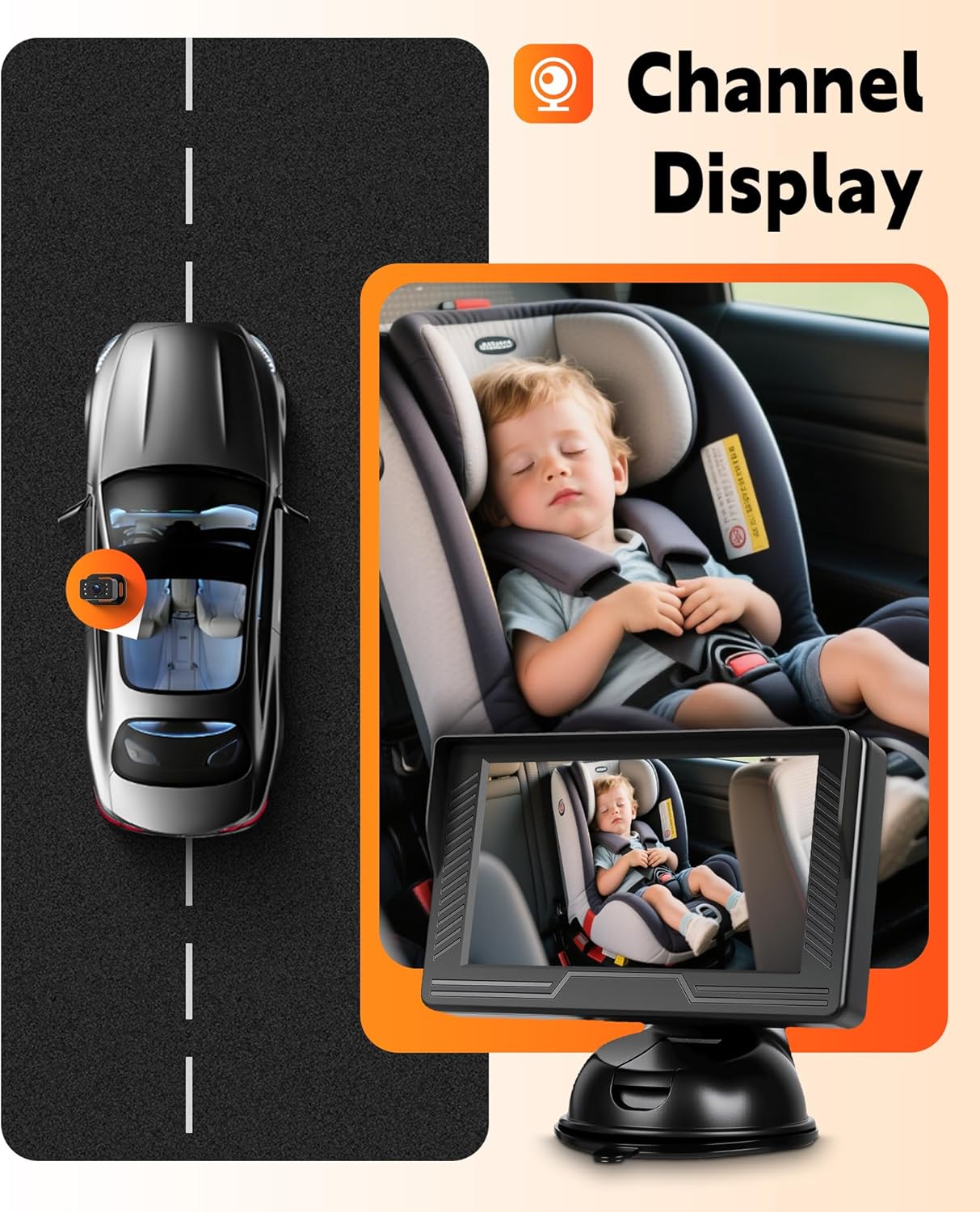 Thumbnail 1 de Rimoody Baby Car Camera for Backseat – 4.3” HD Display Monitor with 360° Adjustability