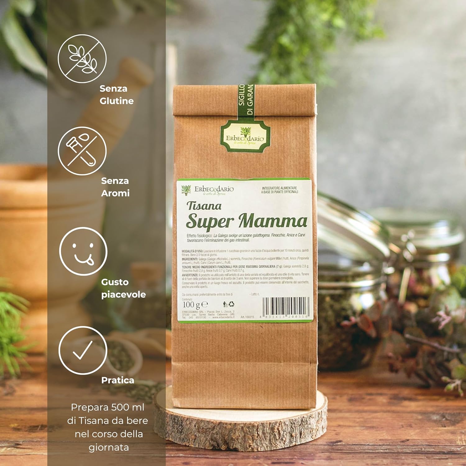 Detalle de Tisana Super Mamma con Galega e Finocchio 200 g – ERBECEDARIO: latte materno e benessere digestivo