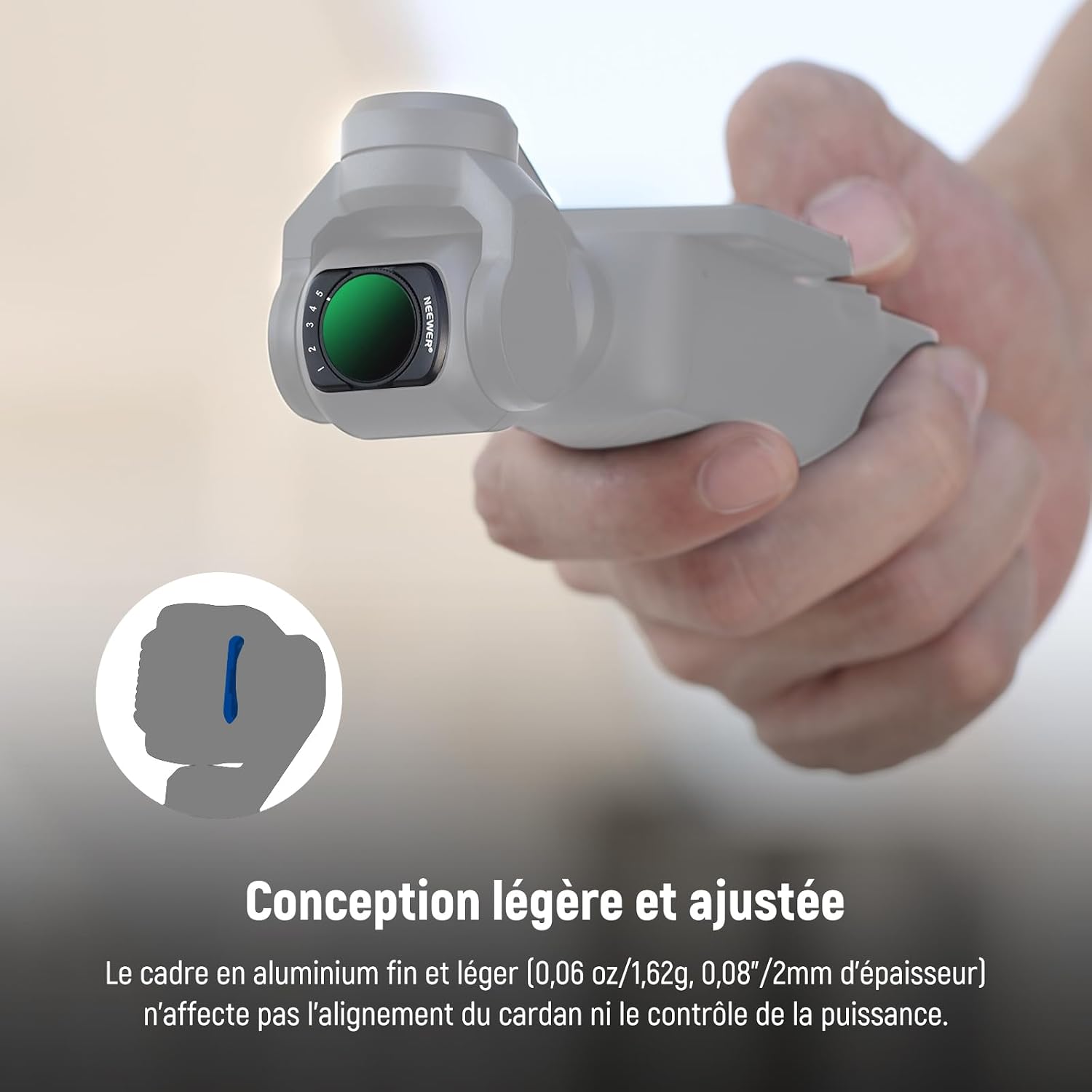 Thumbnail 5 de Kit filtres magnétiques NEEWER Magnetic ND2-32 + diffusion noire 1/4 + CPL pour DJI Osmo Pocket 3