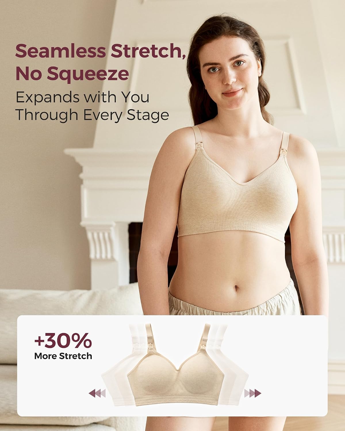 Detalle de Momcozy Nursing Bra Soft U.S. Cotton Seamless 🤱