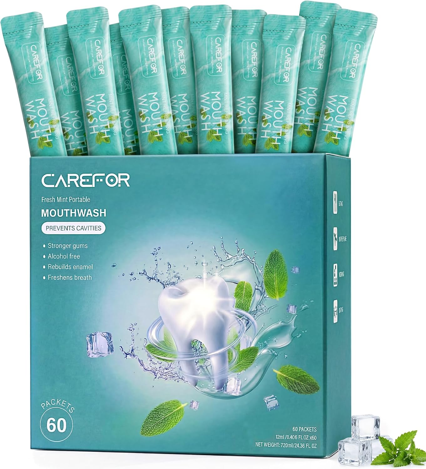 Thumbnail 6 de Mouthwash Travel Size Strips — 20 Pack, Icy Mint, Alcohol & Fluoride Free, On-The-Go Breath Refresh