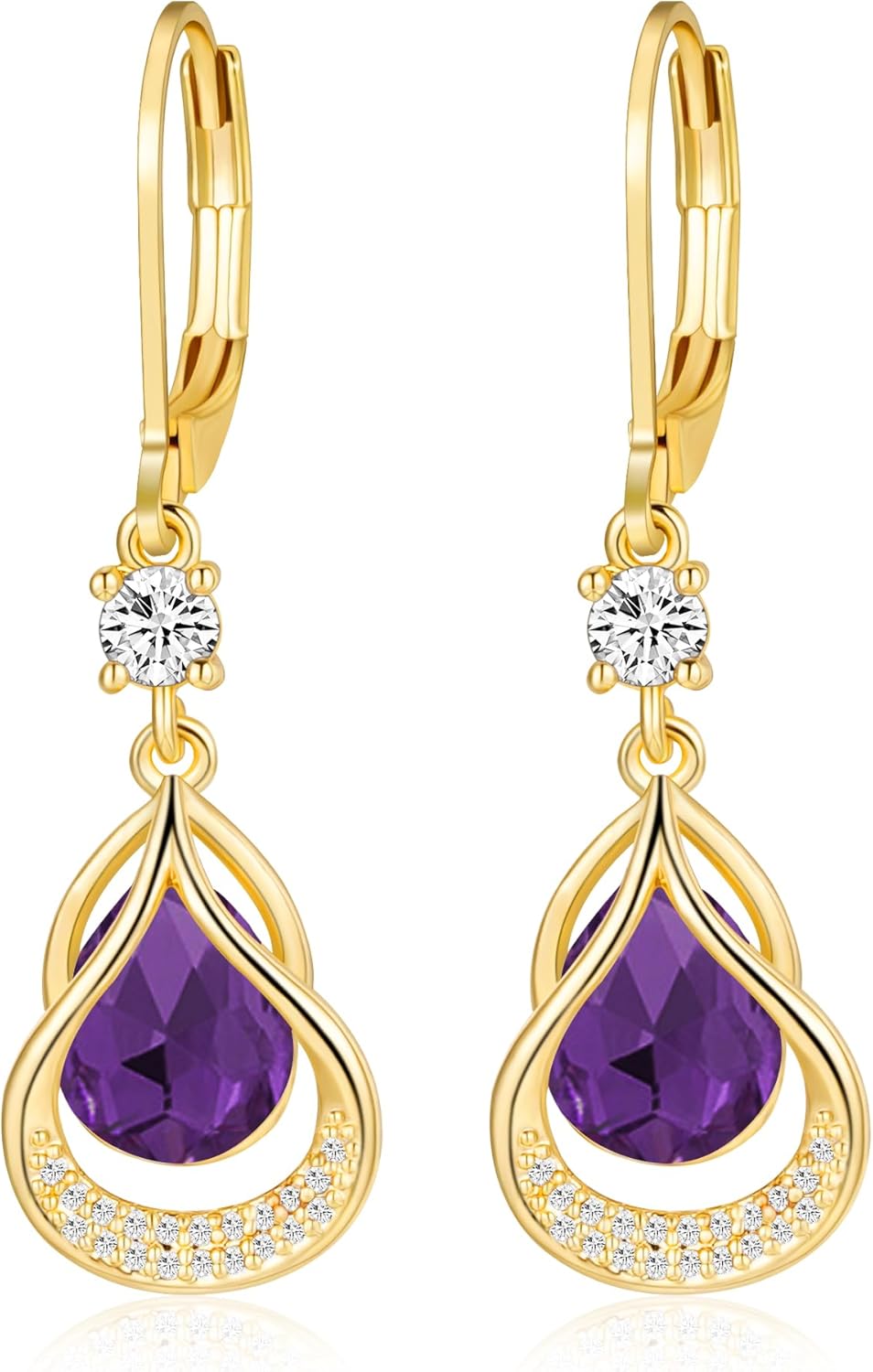 Detalle de Amethyst Geburtstags-Ohrschmuck 14K Gold