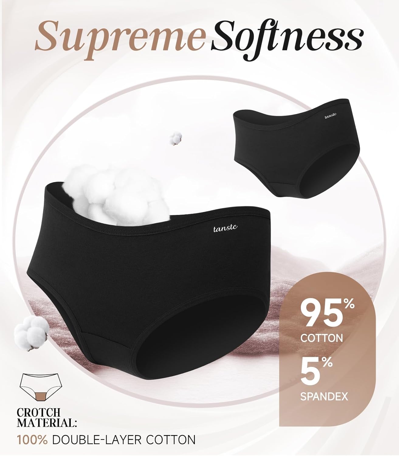 Detalle de Culottes Femme Coton Élasticité Parfaite – Lot de 6, Taille Moyenne – Confort Respirant
