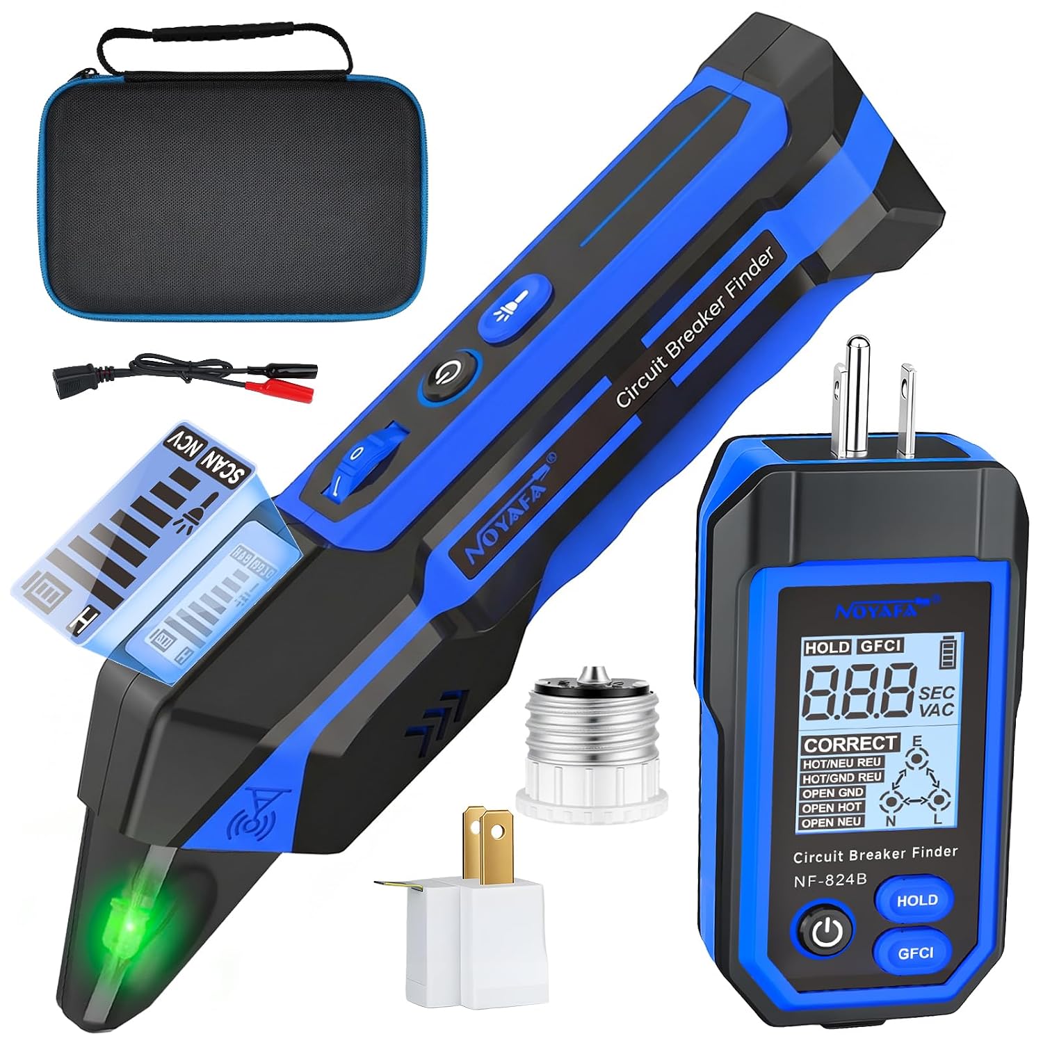 Detalle de NOYAFA NF-824B Circuit Breaker Finder with LCD, GFCI Tester and NCV