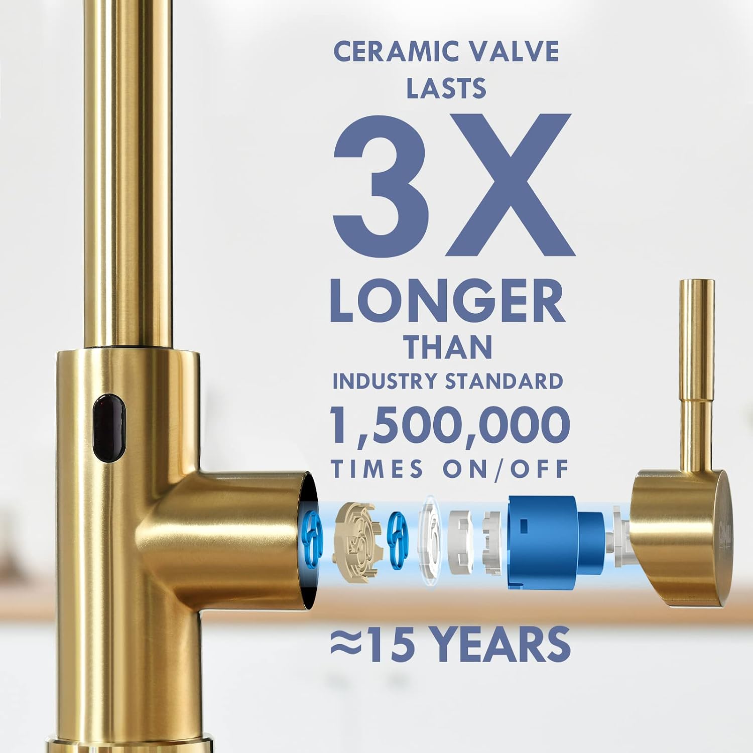 Thumbnail 3 de GIMILI GM2016 Gold Touchless Kitchen Faucet with Dual-Function Pull-Down Sprayer