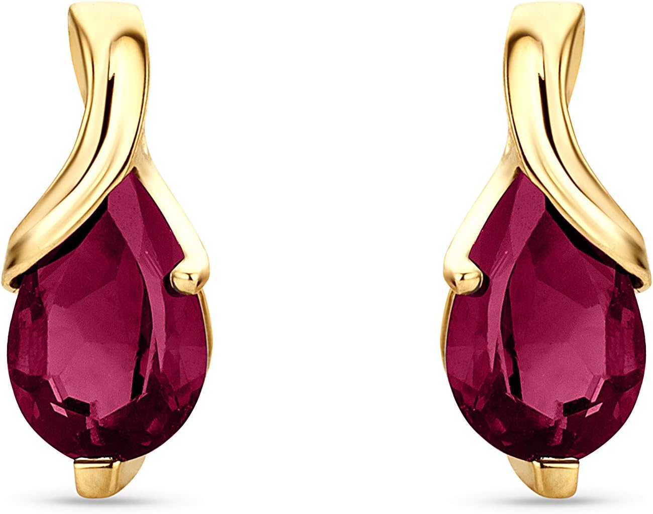 Detalle 2 de Orovi orecchini donna Oro 14Kt con rubini