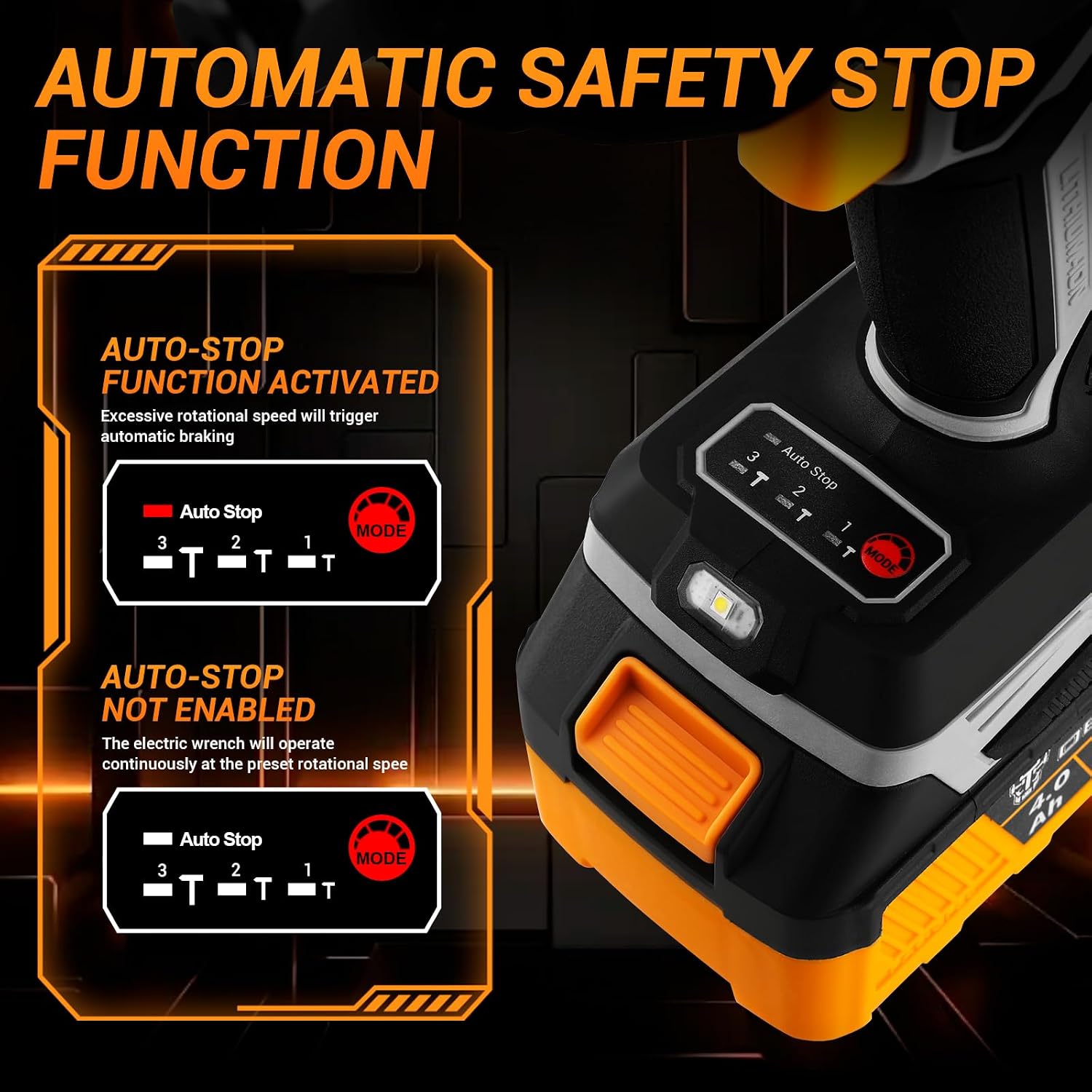 Detalle de DEKOPRO Avvitatore a impulsi Brushless 800Nm 20V con 4 Bussole e Batteria 4,0 Ah